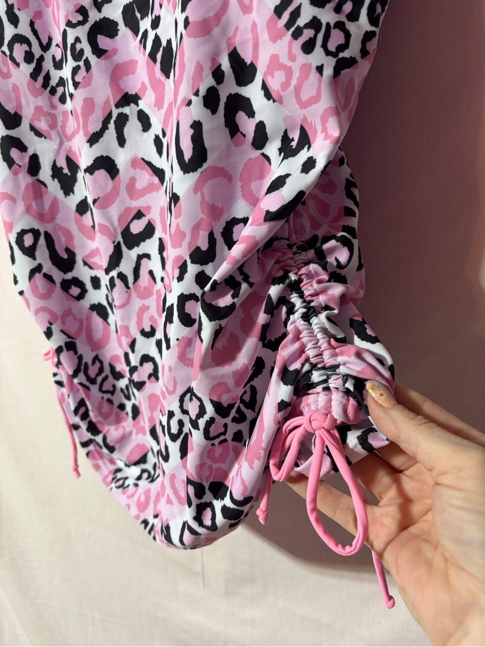SHEIN Pink Black White Leopard Print 2 Piece Swimsuit - Picture 3 of 12